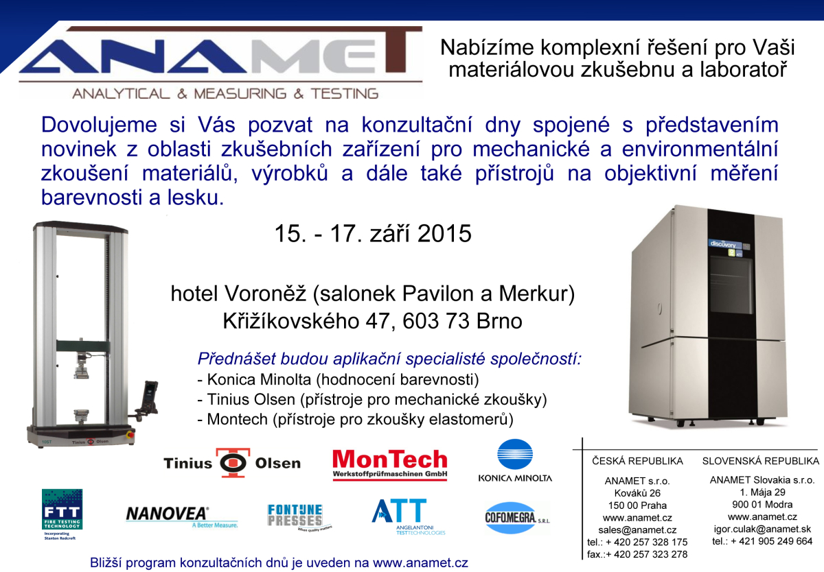 Konzultační dny společnosti ANAMET s.r.o.