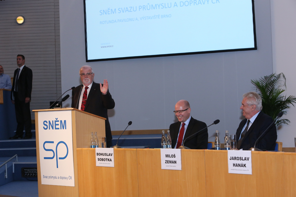Sněm Svazu průmyslu a dopravy poprvé v historii navštívil prezident Miloš Zeman Sněm Svazu průmyslu a dopravy poprvé v historii navštívil prezident Miloš Zeman