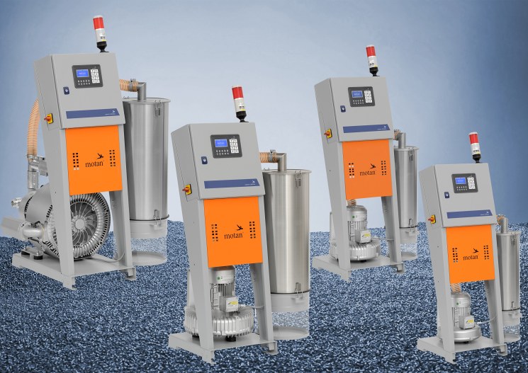 The new METROVAC SG conveying station in the sizes 3.4kW, 2.2kW, 1.3kW and 0.85kW (from left to right)