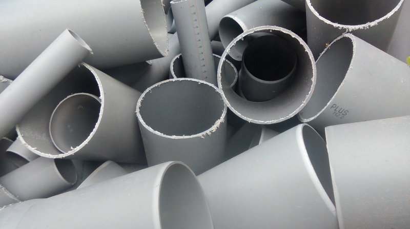 Plastic waste pipes, gray PP