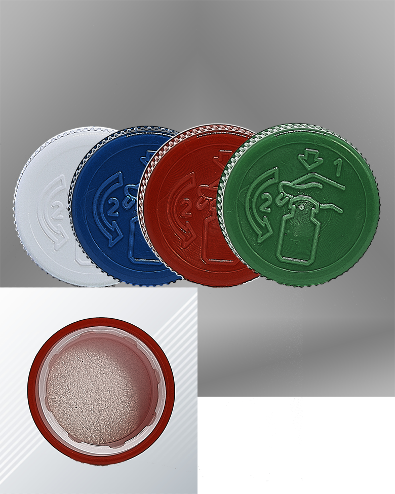 CRC Caps, M-48 caps with handle, S2 caps, M-38 Rinse aid cap, Push Pull caps
