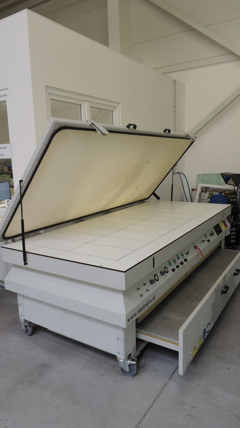 RM Strojex vacuum membrane press with heating furnace